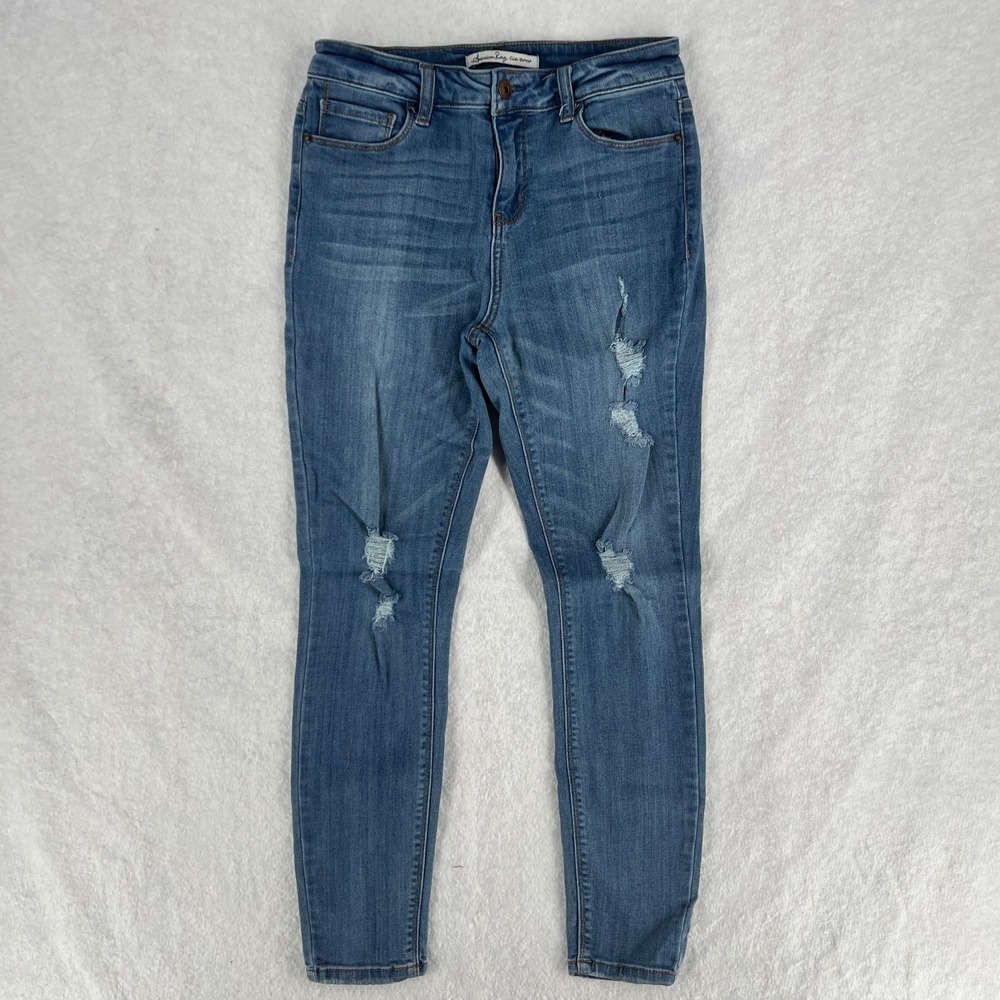 American Rag Cie Skinny Jeans Womens 7 Blue Denim Stretch Mid Rise Distressed